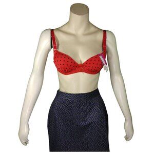 Women Red/Black Polka Dot Push up Bra